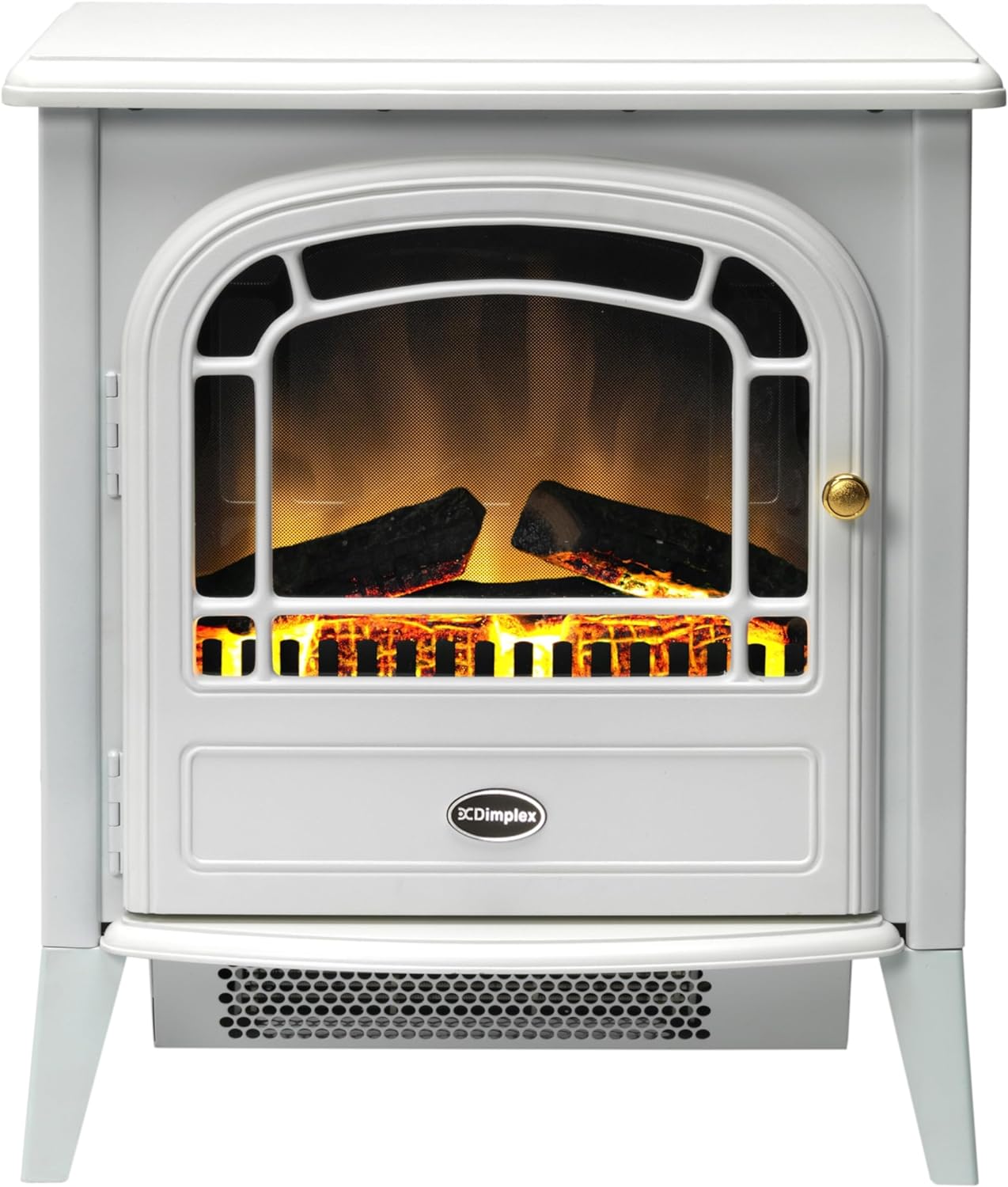 Dimplex Club Optiflame Electric Stove, Matt Black Free Standing Electric Fireplace with Artificial Logs, LED Flame Effect, 2kW Adjustable Fan Heater and Remote Control.