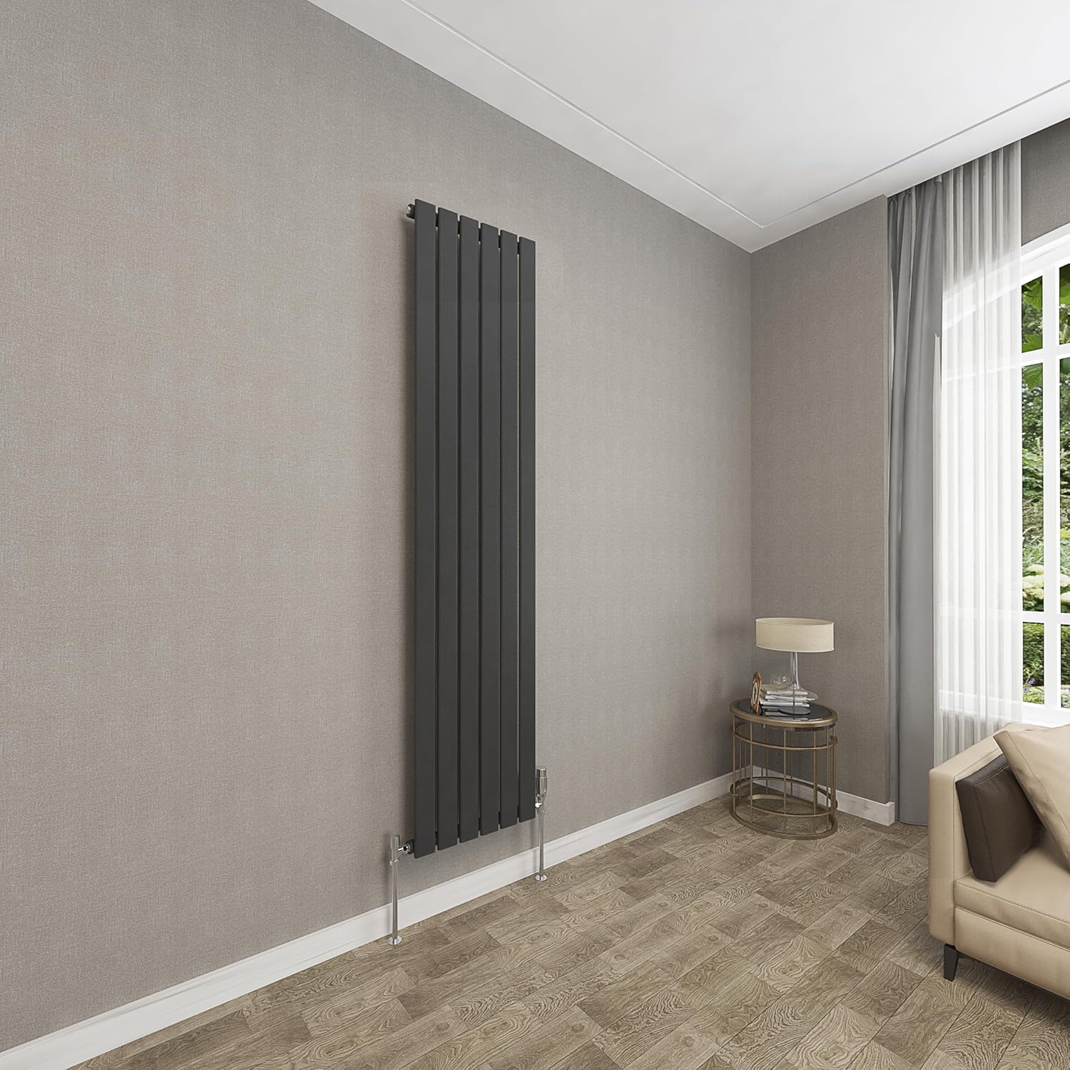 Sky bathroom | 1800x408mm Vertical Designer Radiators Anthracite Flat Panel Double Panel Central Heating Radiator.