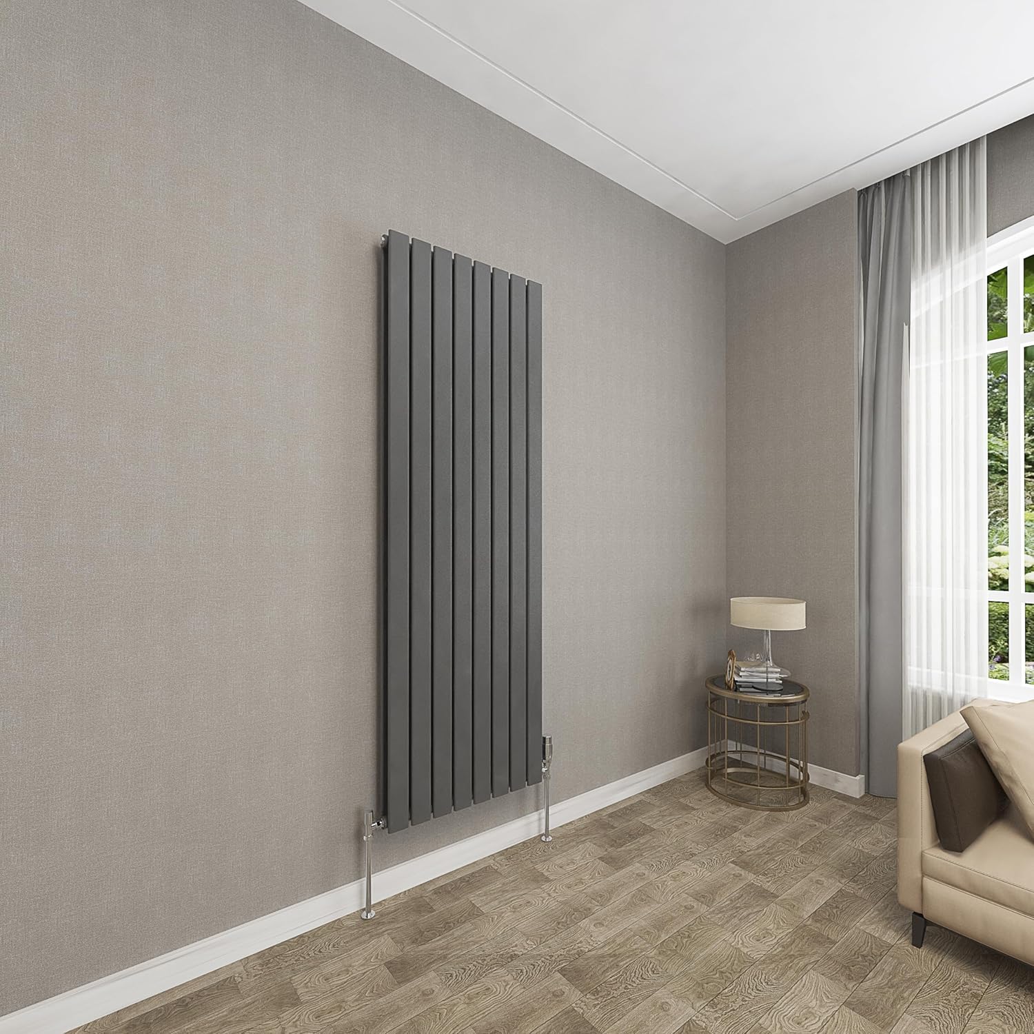 Sky bathroom | 1800x408mm Vertical Designer Radiators Anthracite Flat Panel Double Panel Central Heating Radiator.