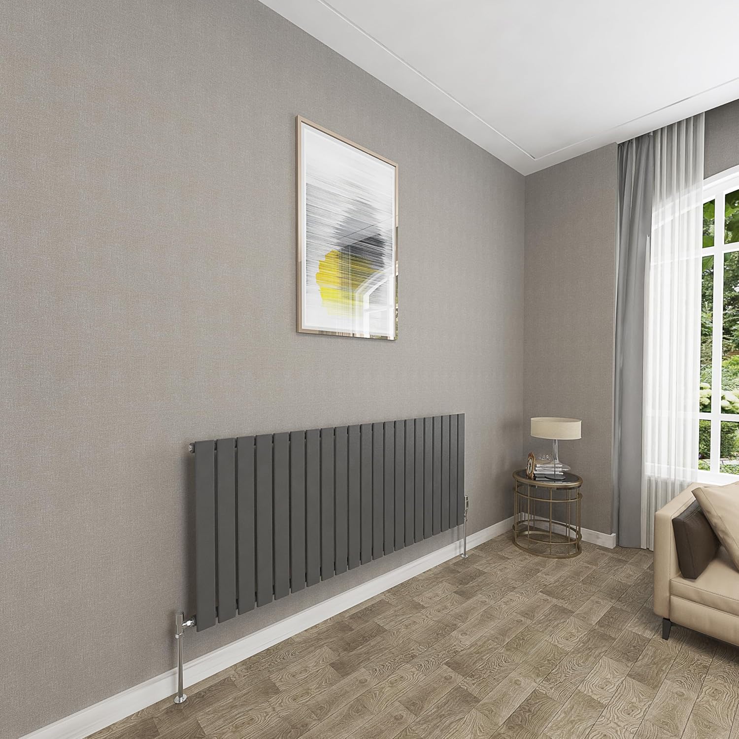 Sky bathroom | 1800x408mm Vertical Designer Radiators Anthracite Flat Panel Double Panel Central Heating Radiator.