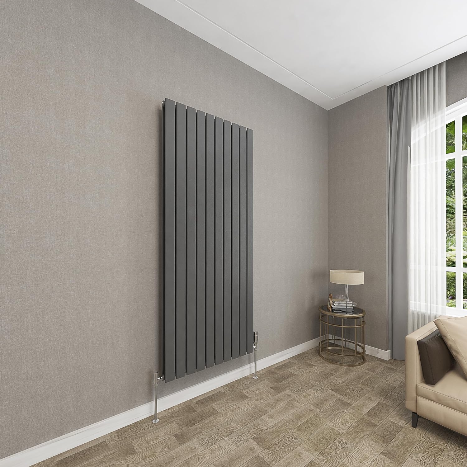 Sky bathroom | 1800x408mm Vertical Designer Radiators Anthracite Flat Panel Double Panel Central Heating Radiator.