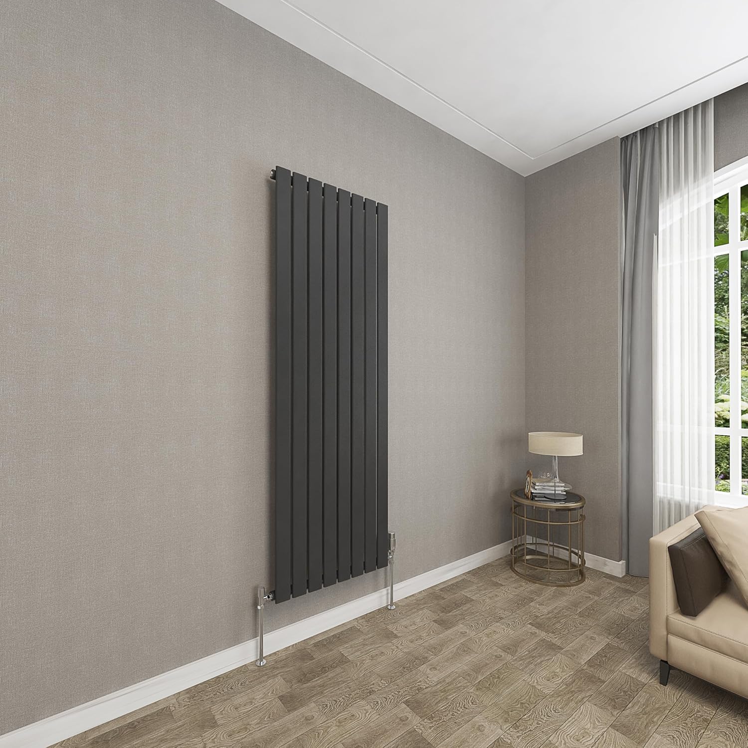 Sky bathroom | 1800x408mm Vertical Designer Radiators Anthracite Flat Panel Double Panel Central Heating Radiator.