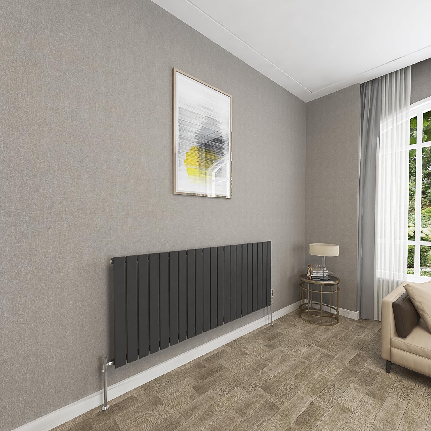 Sky bathroom | 1800x408mm Vertical Designer Radiators Anthracite Flat Panel Double Panel Central Heating Radiator.