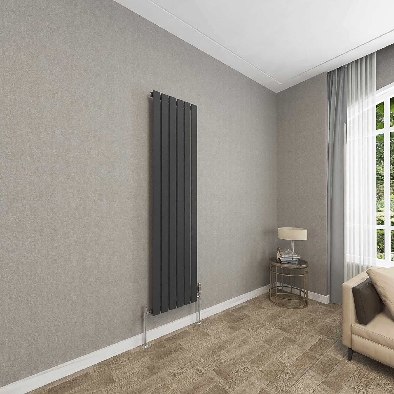 Sky bathroom | 1800x408mm Vertical Designer Radiators Anthracite Flat Panel Double Panel Central Heating Radiator.