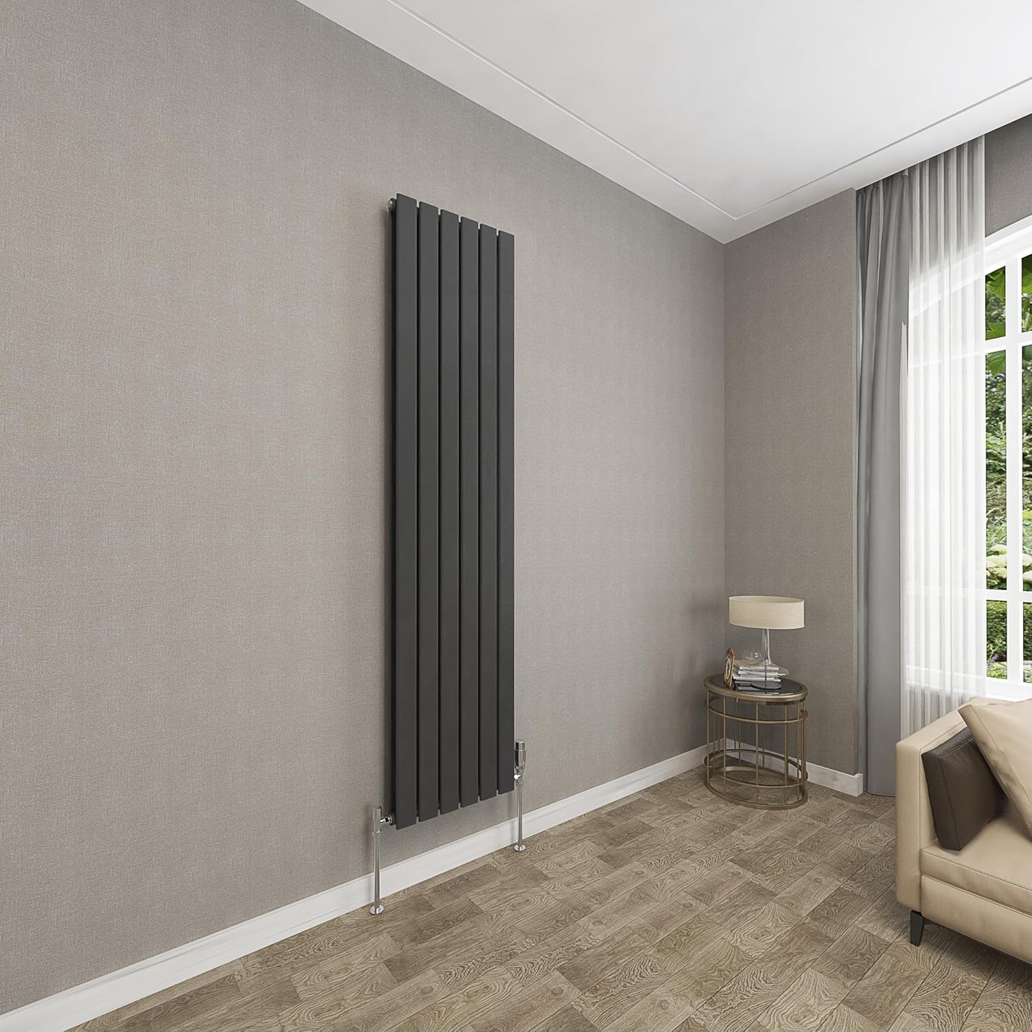 Sky bathroom | 1800x408mm Vertical Designer Radiators Anthracite Flat Panel Double Panel Central Heating Radiator.