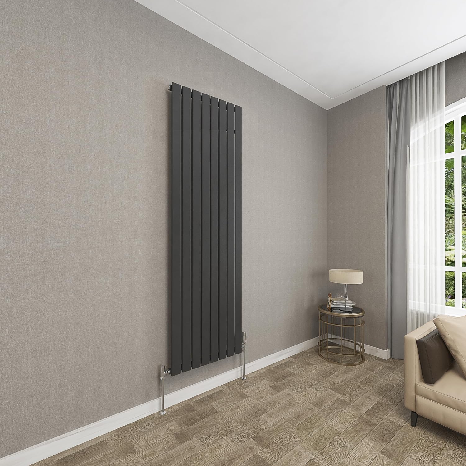 Sky bathroom | 1800x408mm Vertical Designer Radiators Anthracite Flat Panel Double Panel Central Heating Radiator.