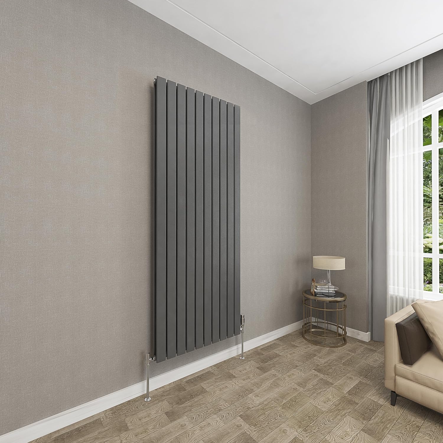 Sky bathroom | 1800x408mm Vertical Designer Radiators Anthracite Flat Panel Double Panel Central Heating Radiator.