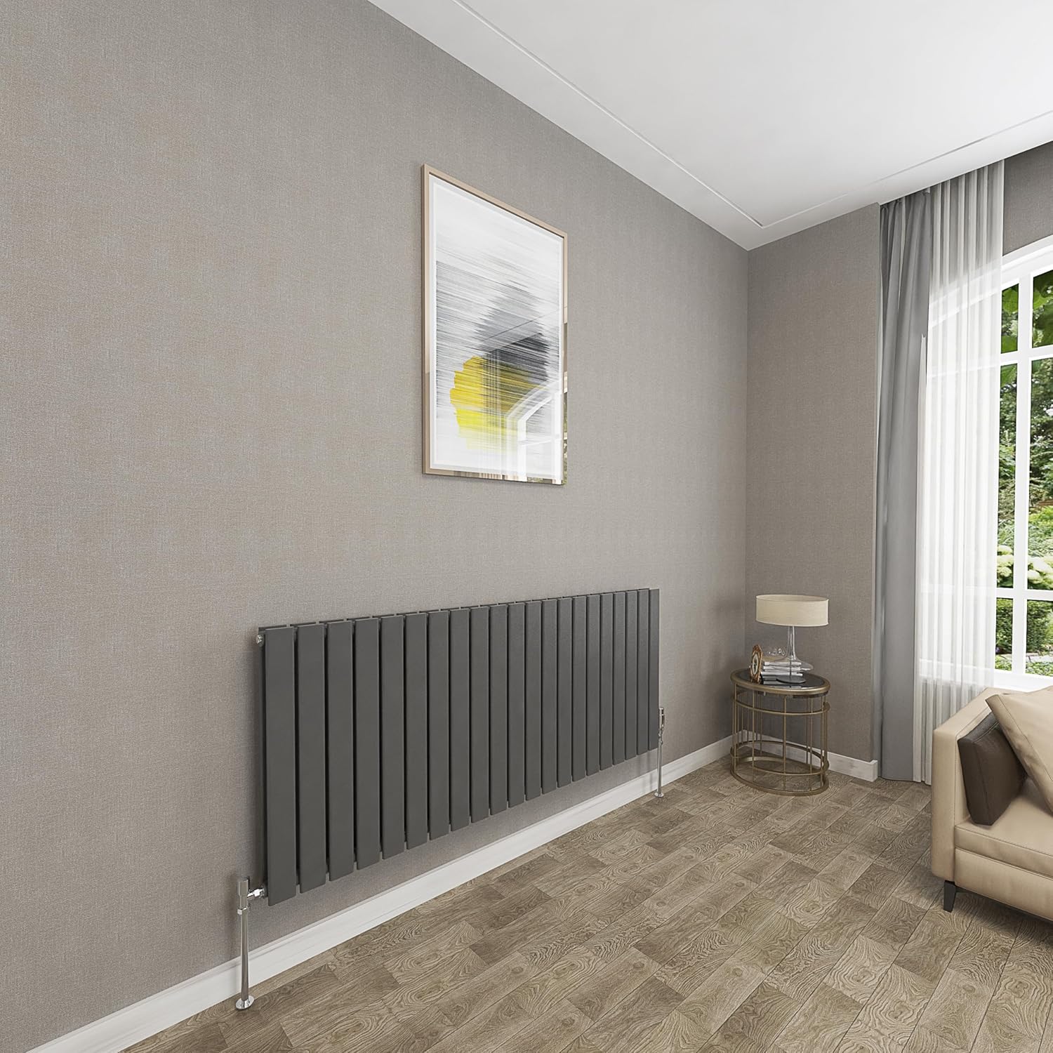 Sky bathroom | 1800x408mm Vertical Designer Radiators Anthracite Flat Panel Double Panel Central Heating Radiator.