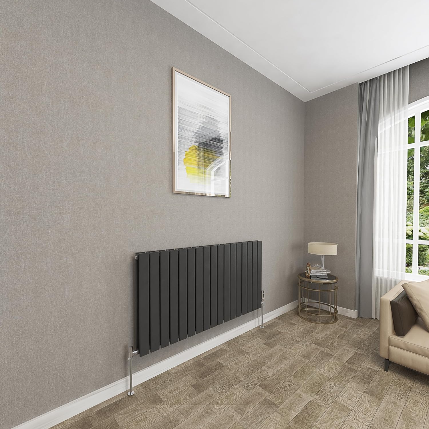 Sky bathroom | 1800x408mm Vertical Designer Radiators Anthracite Flat Panel Double Panel Central Heating Radiator.