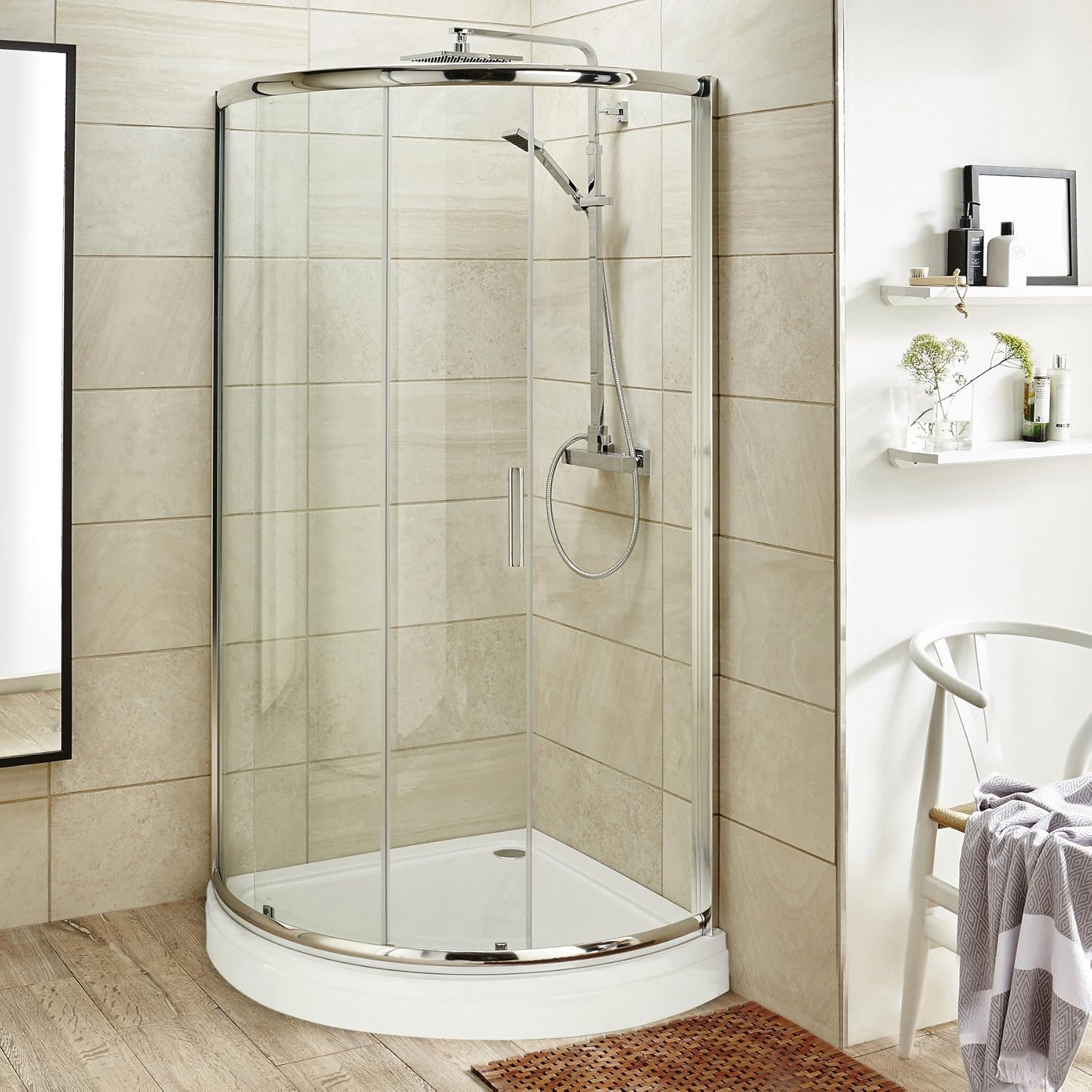 660 x 660 mm Quadrant Shower Enclosure with High Rise Tray Single Sliding Cubicle Door 6mm Safety Tempered Glass.