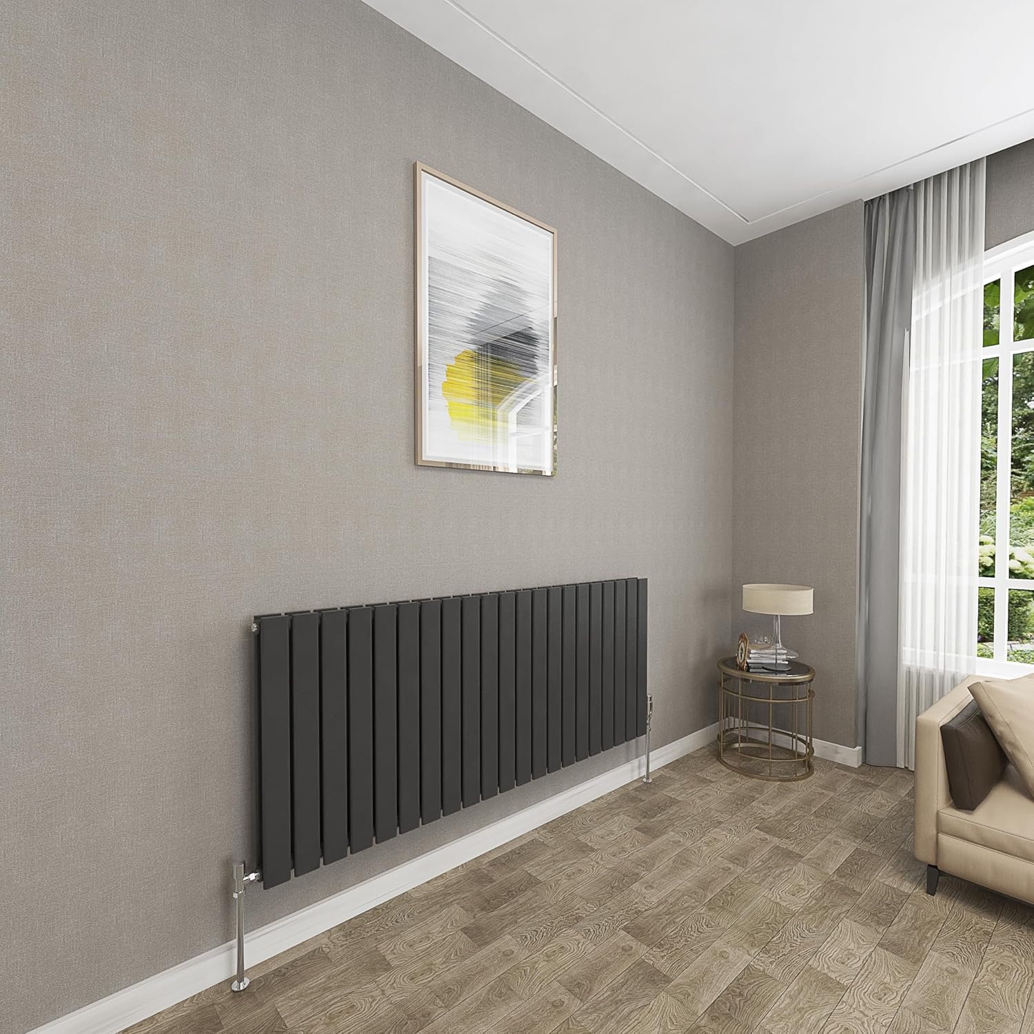 Sky bathroom | 1800x408mm Vertical Designer Radiators Anthracite Flat Panel Double Panel Central Heating Radiator.