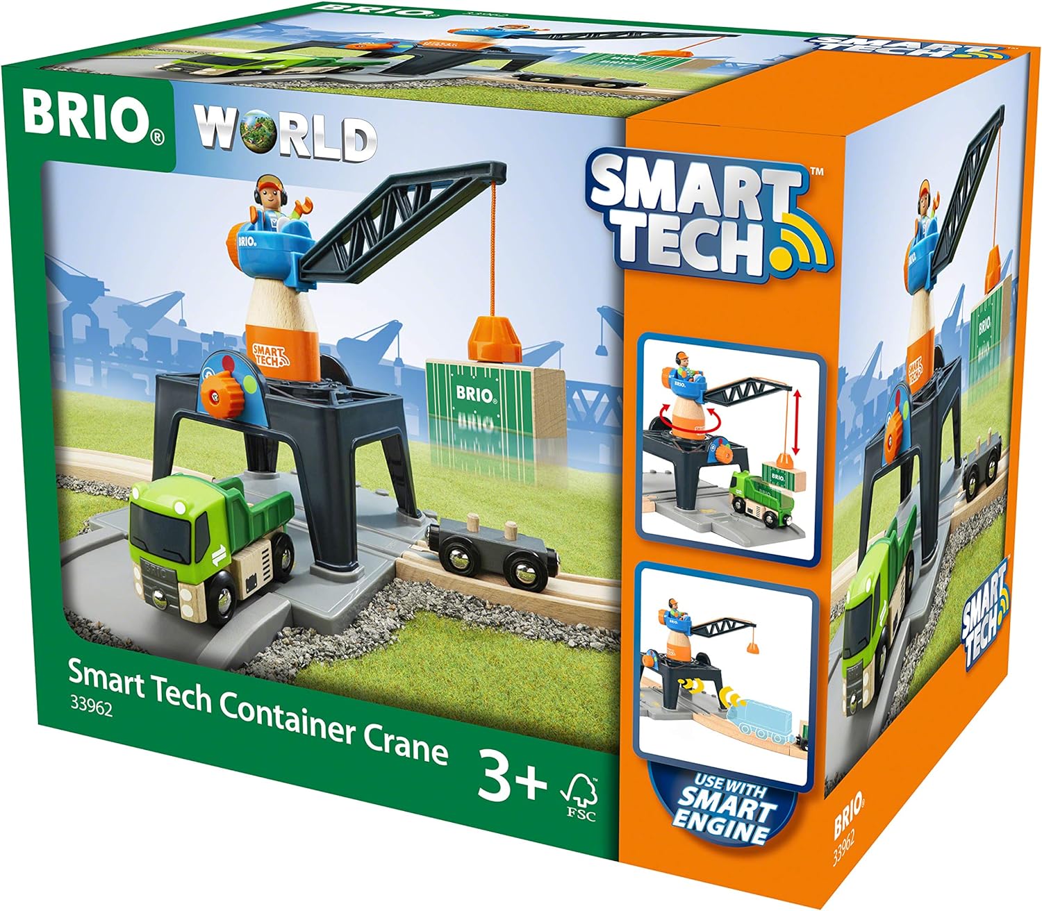 BRIO World Smart Tech Container Crane for Kids Age 3 Years Up - Compatible with Most BRIO Railway Sets & Accessories..