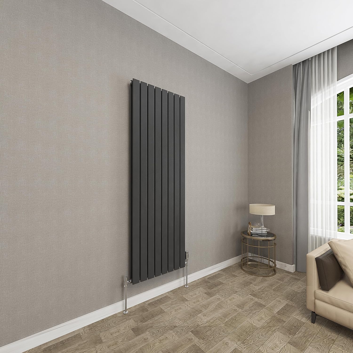 Sky bathroom | 1800x408mm Vertical Designer Radiators Anthracite Flat Panel Double Panel Central Heating Radiator.