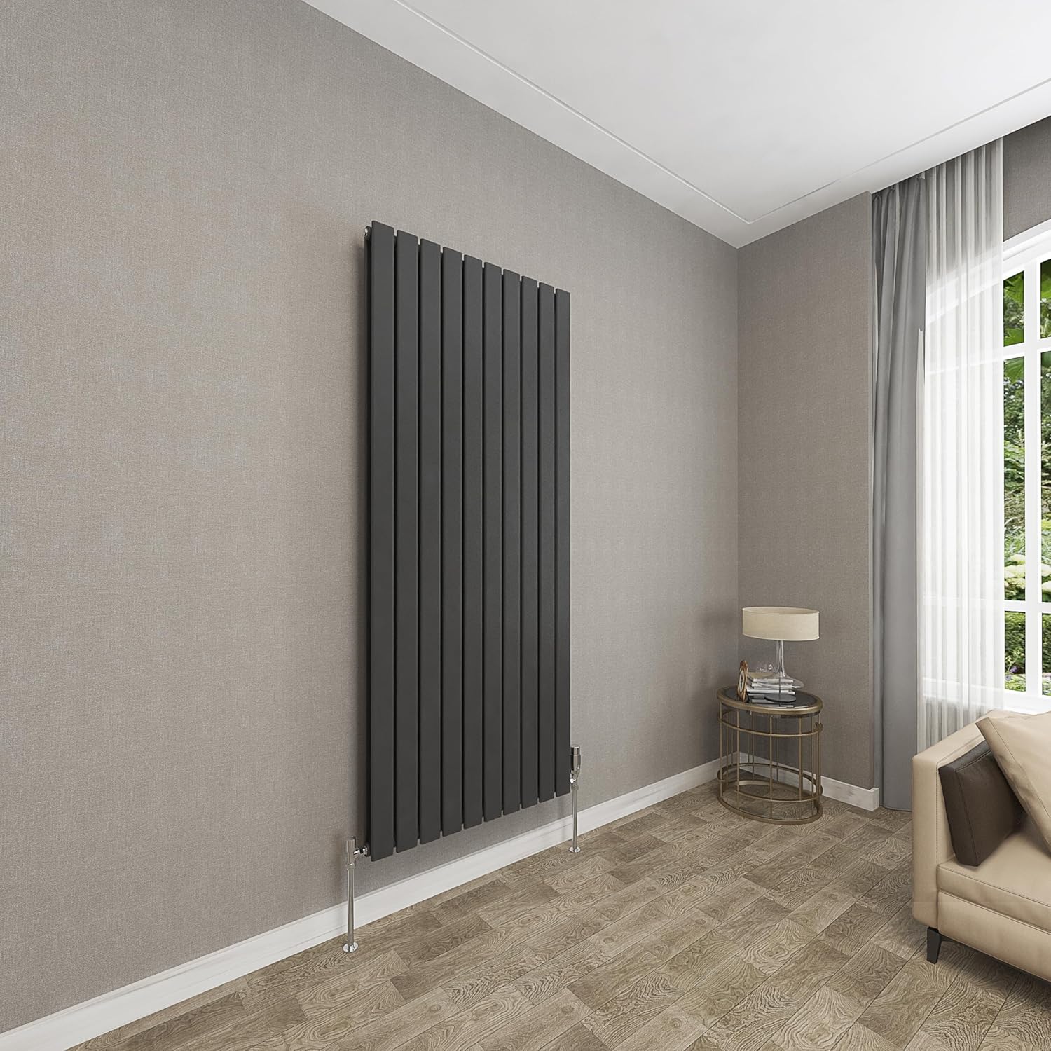 Sky bathroom | 1800x408mm Vertical Designer Radiators Anthracite Flat Panel Double Panel Central Heating Radiator.