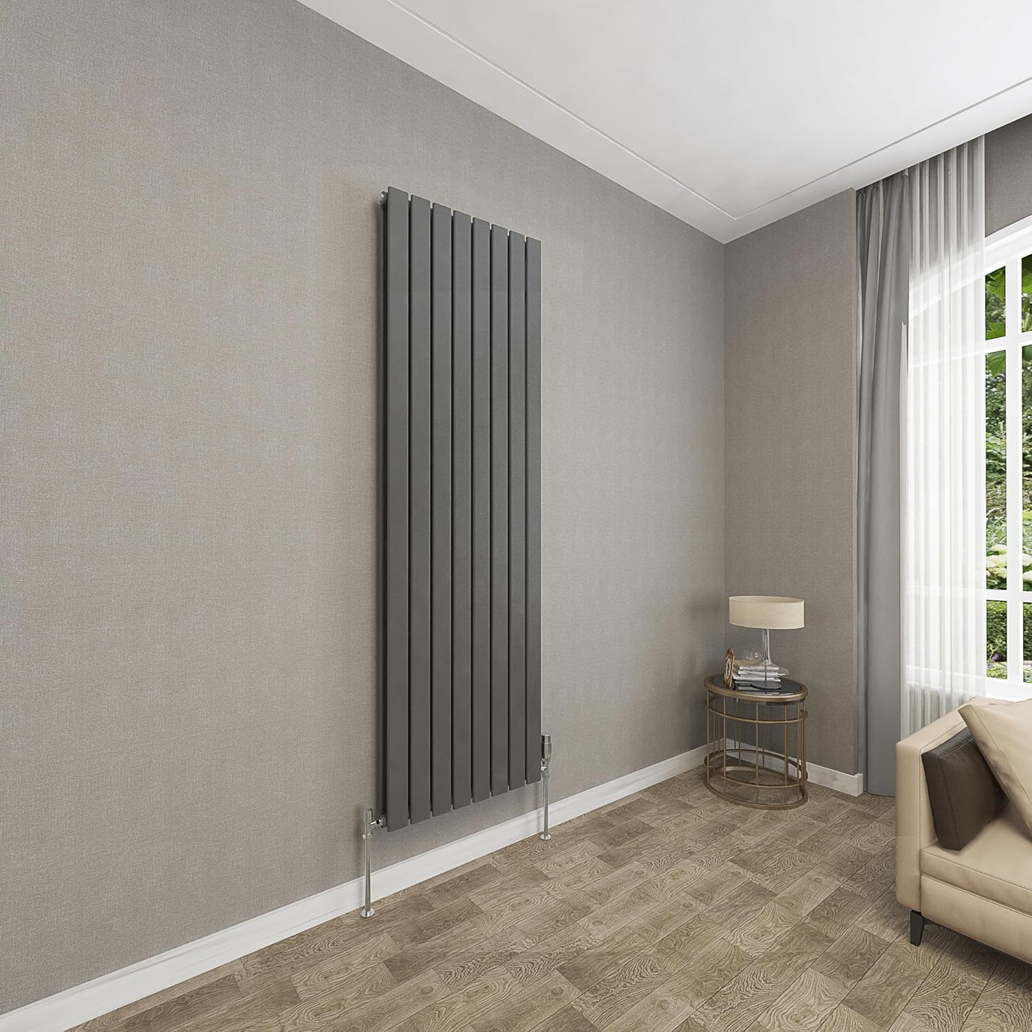 Sky bathroom | 1800x408mm Vertical Designer Radiators Anthracite Flat Panel Double Panel Central Heating Radiator.