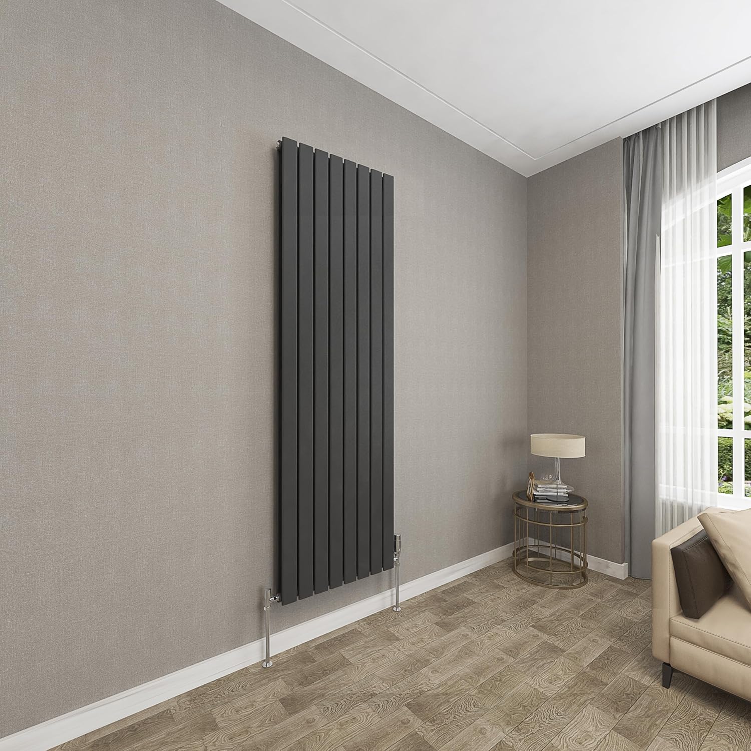 Sky bathroom | 1800x408mm Vertical Designer Radiators Anthracite Flat Panel Double Panel Central Heating Radiator.