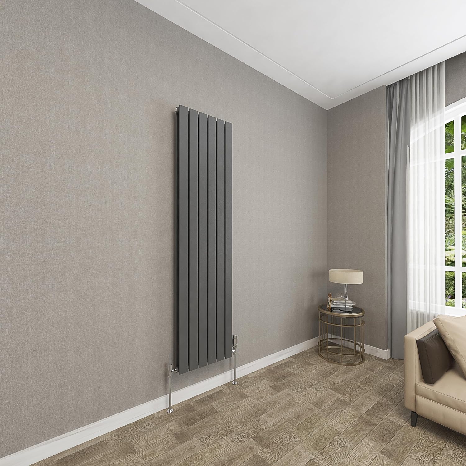 Sky bathroom | 1800x408mm Vertical Designer Radiators Anthracite Flat Panel Double Panel Central Heating Radiator.