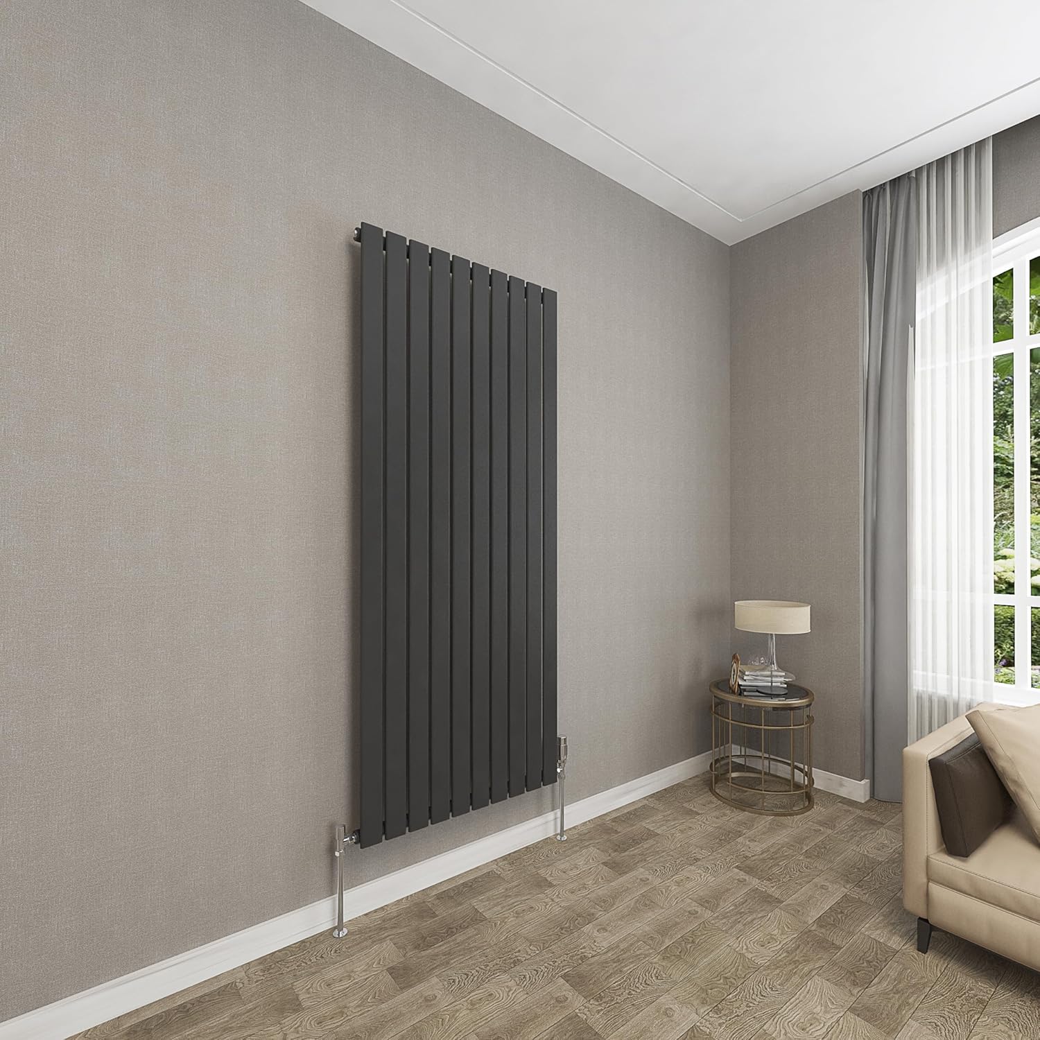 Sky bathroom | 1800x408mm Vertical Designer Radiators Anthracite Flat Panel Double Panel Central Heating Radiator.