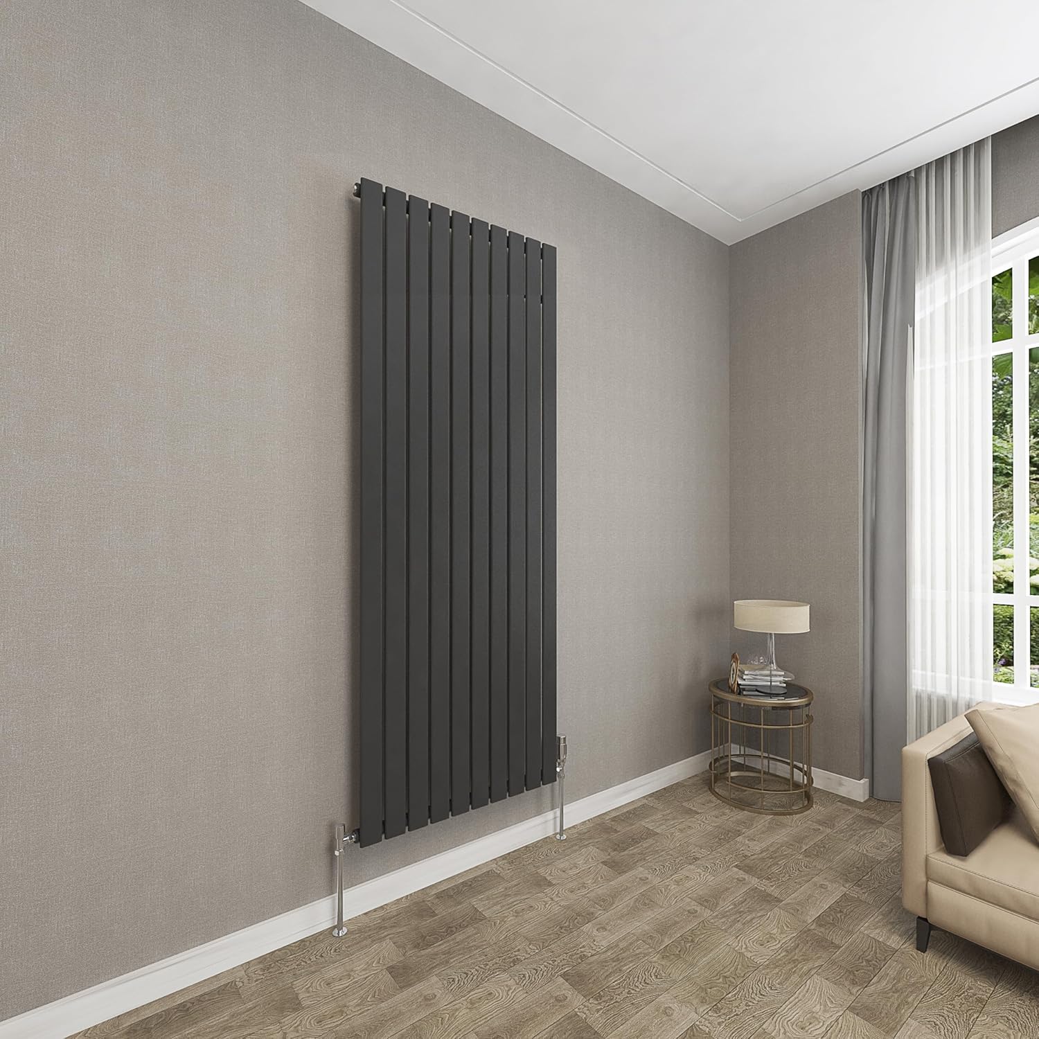 Sky bathroom | 1800x408mm Vertical Designer Radiators Anthracite Flat Panel Double Panel Central Heating Radiator.