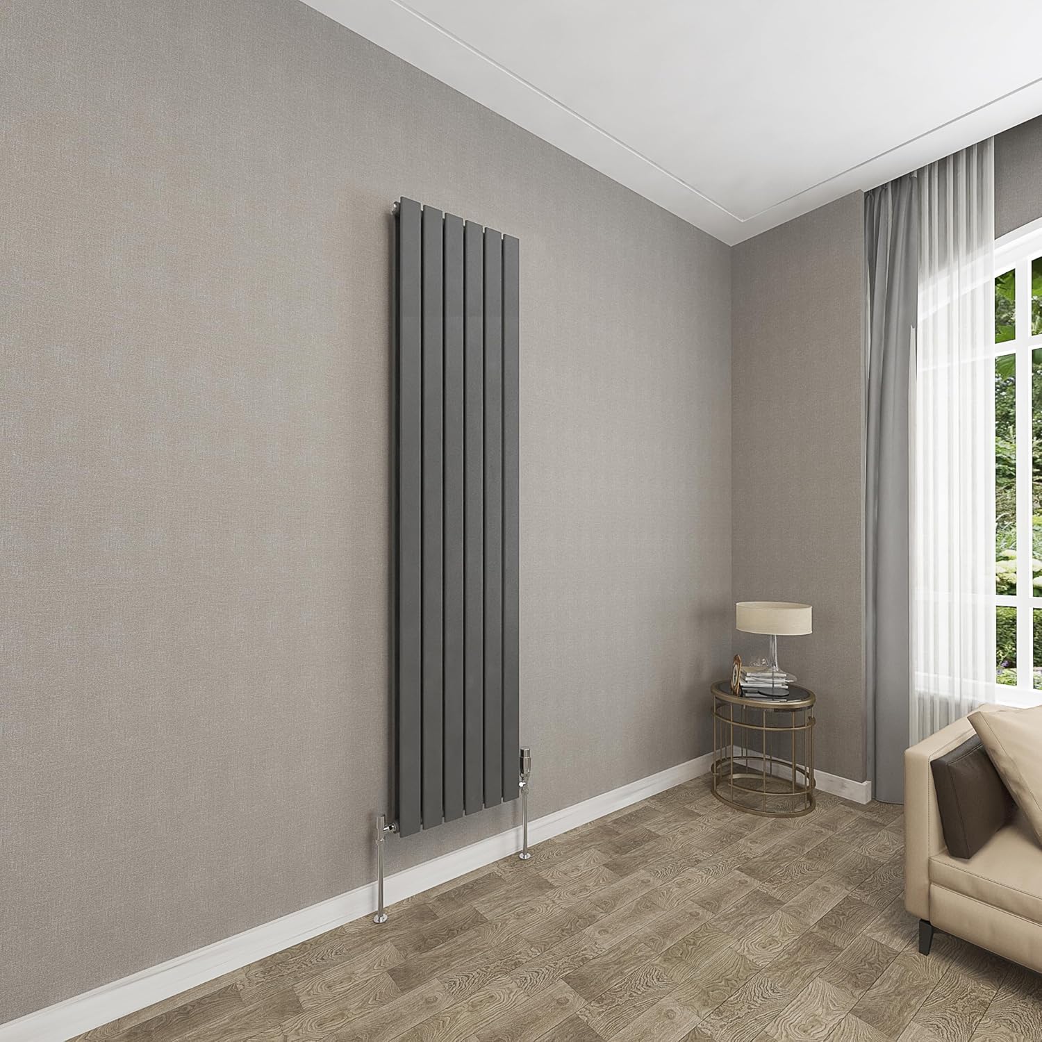 Sky bathroom | 1800x408mm Vertical Designer Radiators Anthracite Flat Panel Double Panel Central Heating Radiator.