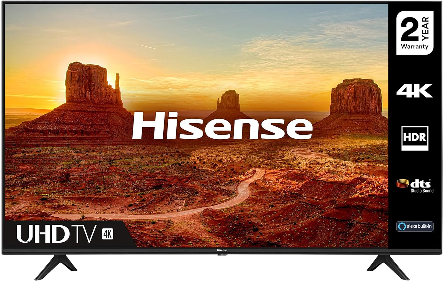 HISENSE 65A7100FTUK 65-inch 4K UHD HDR Smart TV with Freeview play, and Alexa Built-in (2020 series), Black.