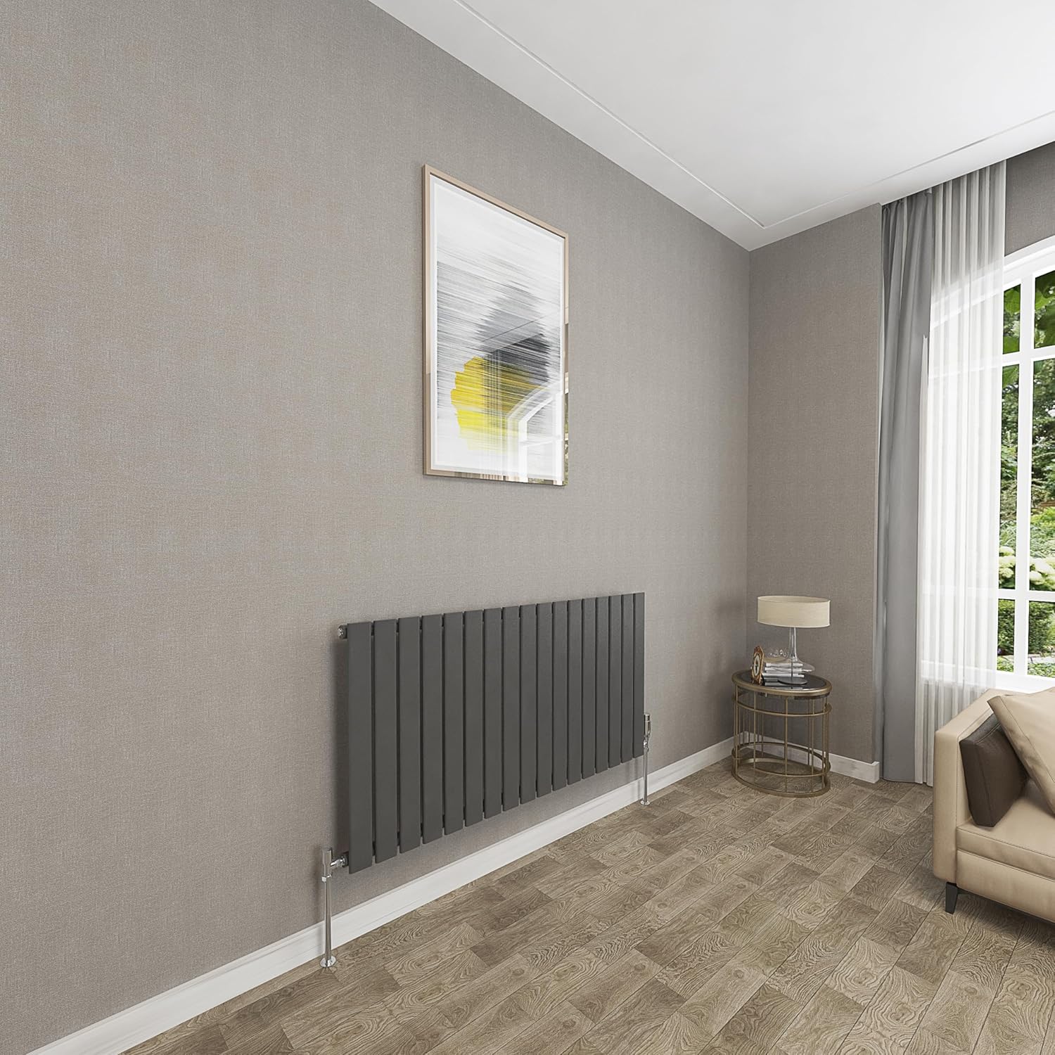 Sky bathroom | 1800x408mm Vertical Designer Radiators Anthracite Flat Panel Double Panel Central Heating Radiator.