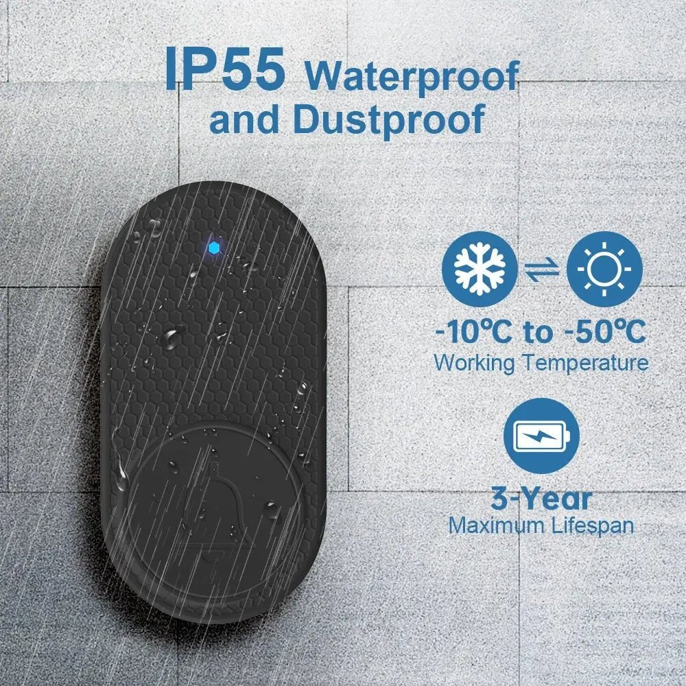 Fuers M558 Wireless Doorbell For Home 32 Songs Waterproof Button Welcome Chime Door Bell Intelligent Smart Alarm With Battery