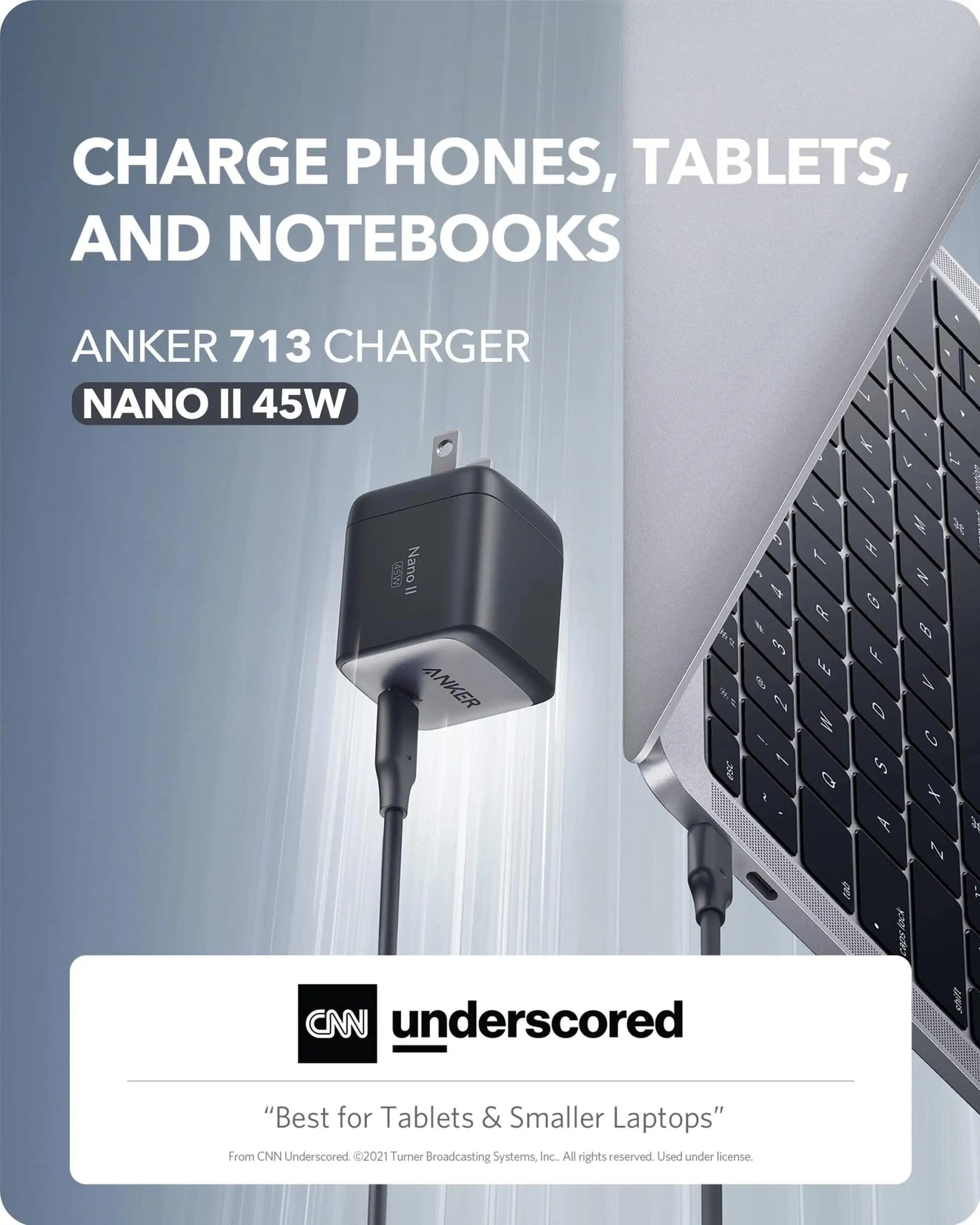 Anker USB C Charger 713 Charger (Nano II 45W) GaN II PPS Fast Compact Foldable Charger for Iphone Samsung