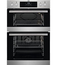 AEG 6000 Built In Electric Double Oven DEB331010M, Multilevel Cooking, 66L Main Capacity, 875x560x550 mm, Enamel Cleaning, LED Display, Stainless Steel - Amazing Gadgets Outlet