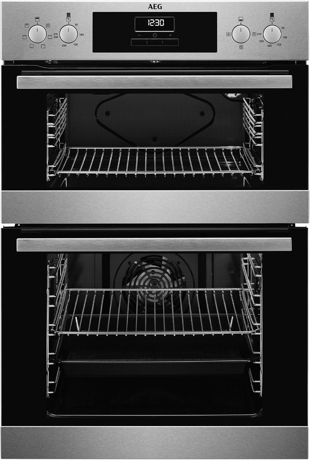 AEG 6000 Built In Electric Double Oven DEB331010M, Multilevel Cooking, 66L Main Capacity, 875x560x550 mm, Enamel Cleaning, LED Display, Stainless Steel - Amazing Gadgets Outlet