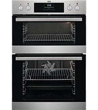 AEG 6000 Built In Electric Double Oven DEB331010M, Multilevel Cooking, 66L Main Capacity, 875x560x550 mm, Enamel Cleaning, LED Display, Stainless Steel - Amazing Gadgets Outlet