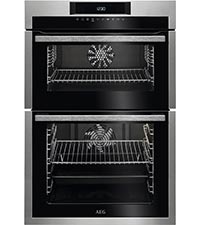 AEG 6000 SurroundCook Built In Double Oven DCB331010M, 61L Capacity, 59.4 cm, Multilevel Cooking, Grill Function, LED Display, Antifingerprint Coating, Stainless Steel - Amazing Gadgets Outlet