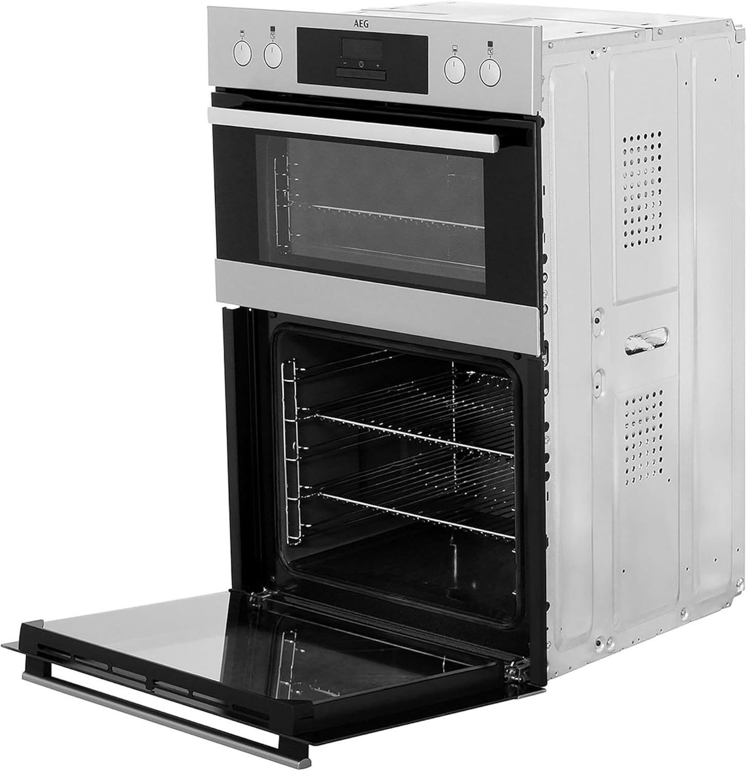 AEG 6000 SurroundCook Built In Double Oven DCB331010M, 61L Capacity, 59.4 cm, Multilevel Cooking, Grill Function, LED Display, Antifingerprint Coating, Stainless Steel - Amazing Gadgets Outlet