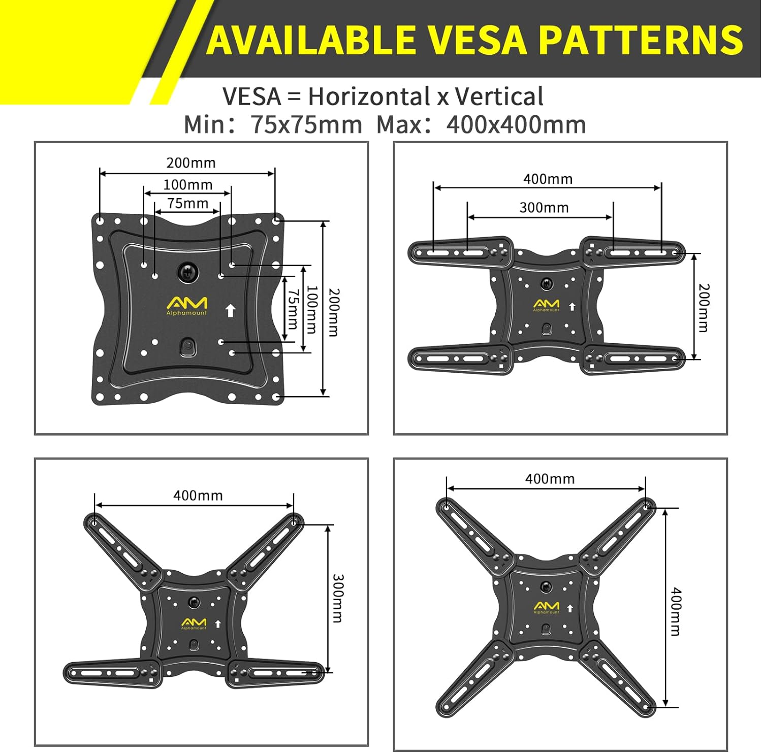 Alphamount TV Wall Bracket for Most 26 - 60 inch LED LCD Flat and Curved TVs up to 35kg, Sturdy TV Wall Mount with Tilt Swivel Extension, Max VESA 400x400mm, APPIMF7 - E   Import  Single ASIN  Import  Multiple ASIN ×Product customization Gener - Amazing Gadgets Outlet