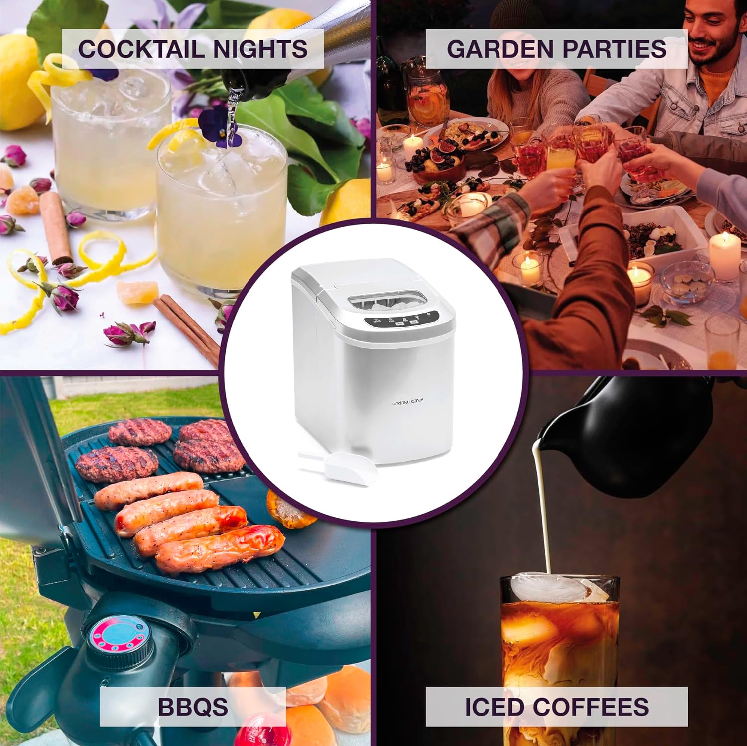 Andrew James Ice Maker Machine, Counter Top Electric Ice Cube Maker For Home, Ice In 10 Mins, Portable, Kitchen Bar Party, 2.2L, No Plumbing Required, Self Cleaning, Scoop & Basket included   Import  Single ASIN  Import  Multiple ASIN ×Product cu - Amazing Gadgets Outlet