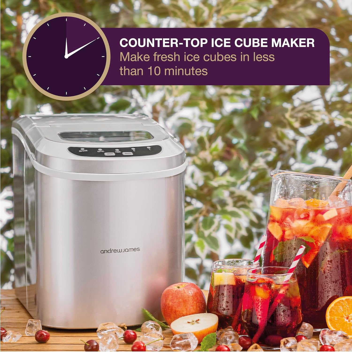 Andrew James Ice Maker Machine, Counter Top Electric Ice Cube Maker For Home, Ice In 10 Mins, Portable, Kitchen Bar Party, 2.2L, No Plumbing Required, Self Cleaning, Scoop & Basket included   Import  Single ASIN  Import  Multiple ASIN ×Product cu - Amazing Gadgets Outlet