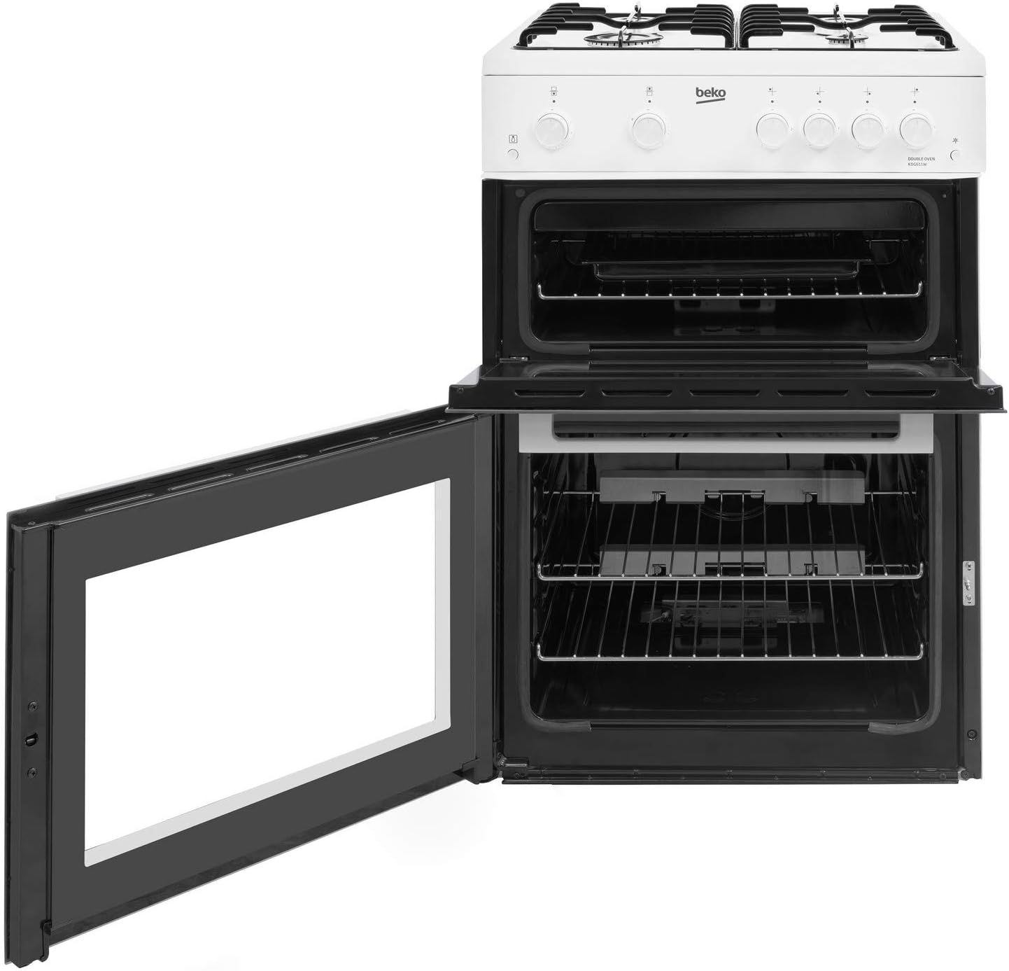 Beko KDG611W 60cm Double Oven 4 Burners Gas Cooker with LPG Option in White - Amazing Gadgets Outlet