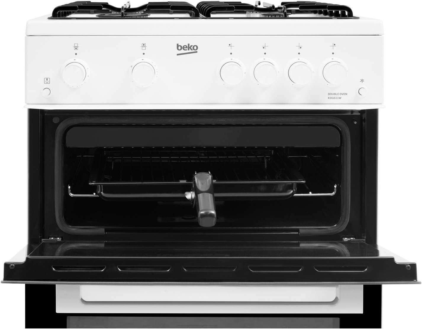 Beko KDG611W 60cm Double Oven 4 Burners Gas Cooker with LPG Option in White - Amazing Gadgets Outlet