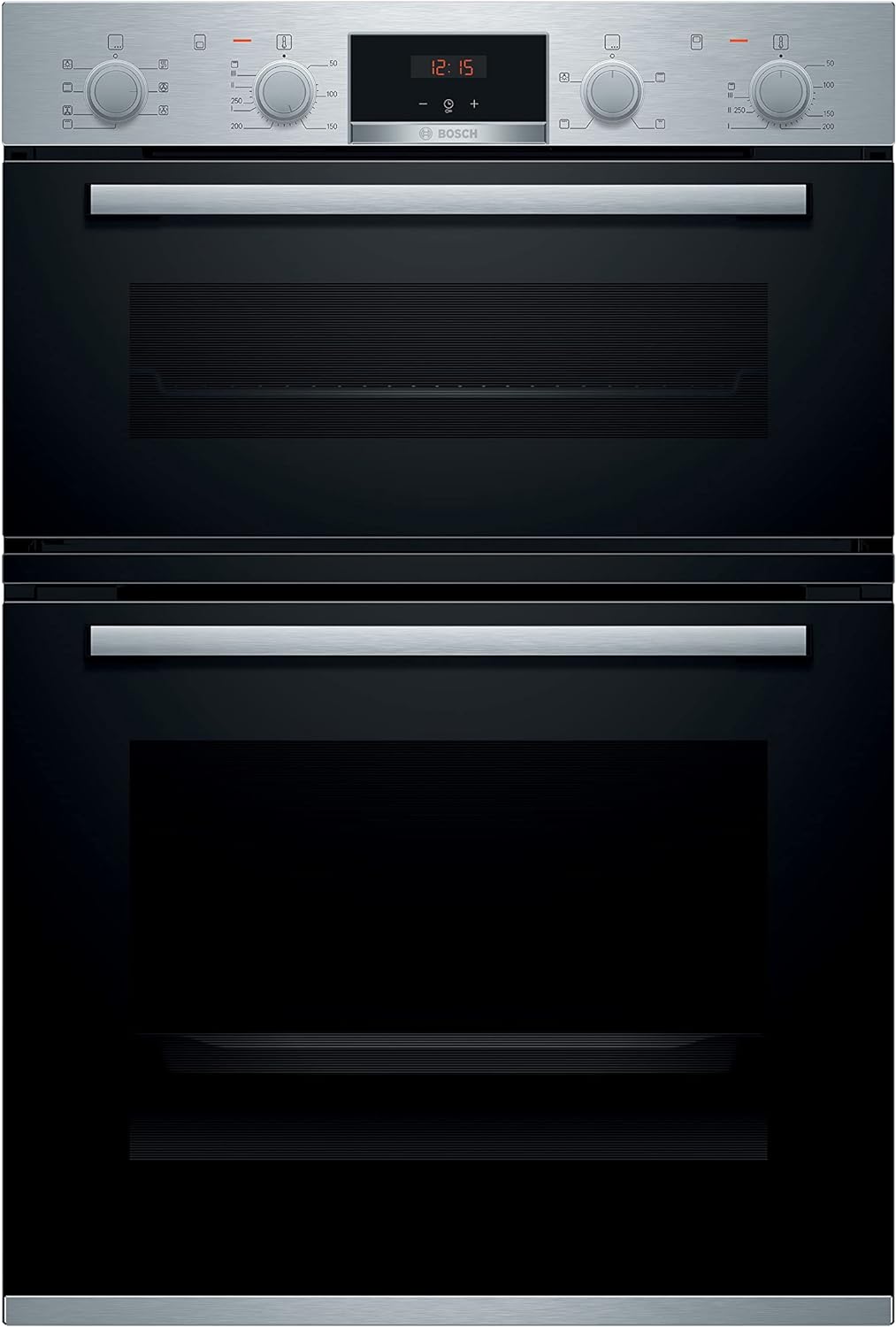 Bosch Home & Kitchen Appliances Bosch MBS533BS0B Serie 4 Built - in Double Oven with EcoClean Direct, 3D Hotair, LED display and 2 Universal Slimline Pans, Stainless steel - Amazing Gadgets Outlet