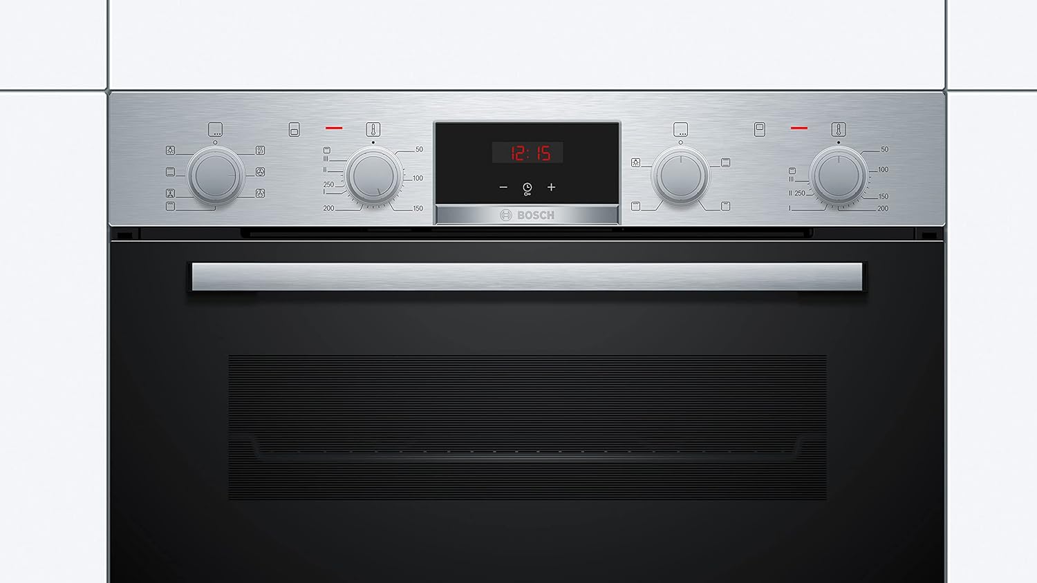 Bosch Home & Kitchen Appliances Bosch MBS533BS0B Serie 4 Built - in Double Oven with EcoClean Direct, 3D Hotair, LED display and 2 Universal Slimline Pans, Stainless steel - Amazing Gadgets Outlet