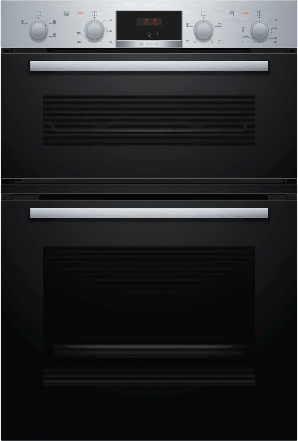 Bosch Home & Kitchen Appliances Bosch MBS533BS0B Serie 4 Built - in Double Oven with EcoClean Direct, 3D Hotair, LED display and 2 Universal Slimline Pans, Stainless steel - Amazing Gadgets Outlet