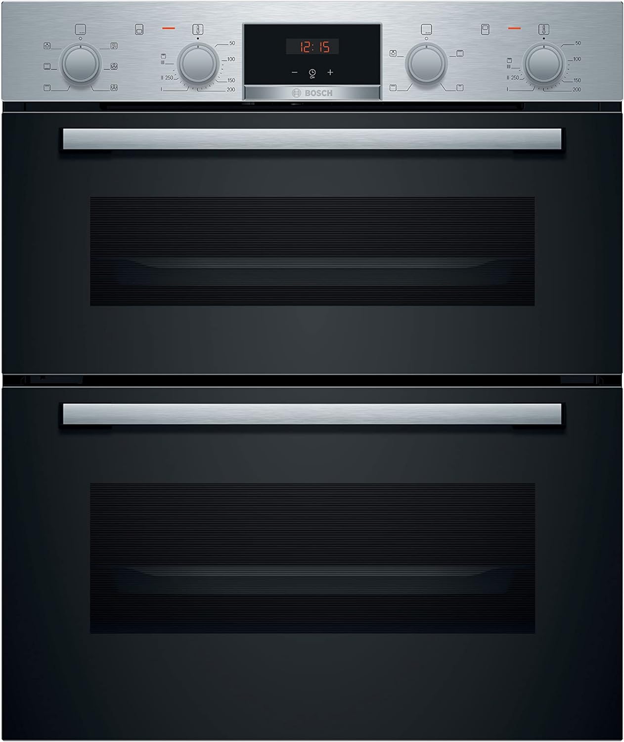 Bosch Home & Kitchen Appliances Bosch MBS533BS0B Serie 4 Built - in Double Oven with EcoClean Direct, 3D Hotair, LED display and 2 Universal Slimline Pans, Stainless steel - Amazing Gadgets Outlet