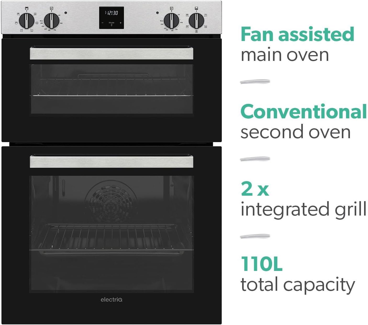 Built In Double Oven Electric with Fan Assisted Oven and Grill - Stainless Steel - Amazing Gadgets Outlet