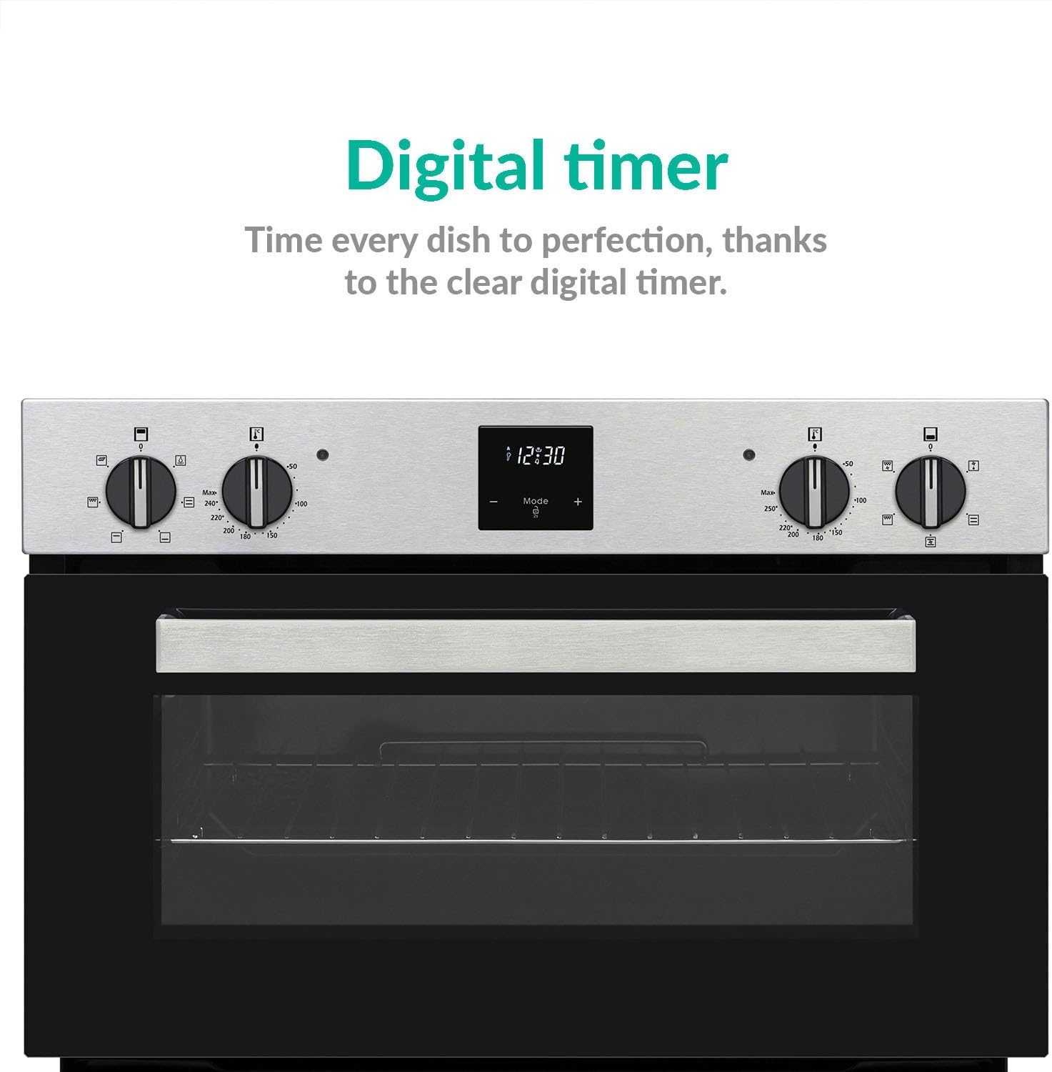 Built In Double Oven Electric with Fan Assisted Oven and Grill - Stainless Steel - Amazing Gadgets Outlet