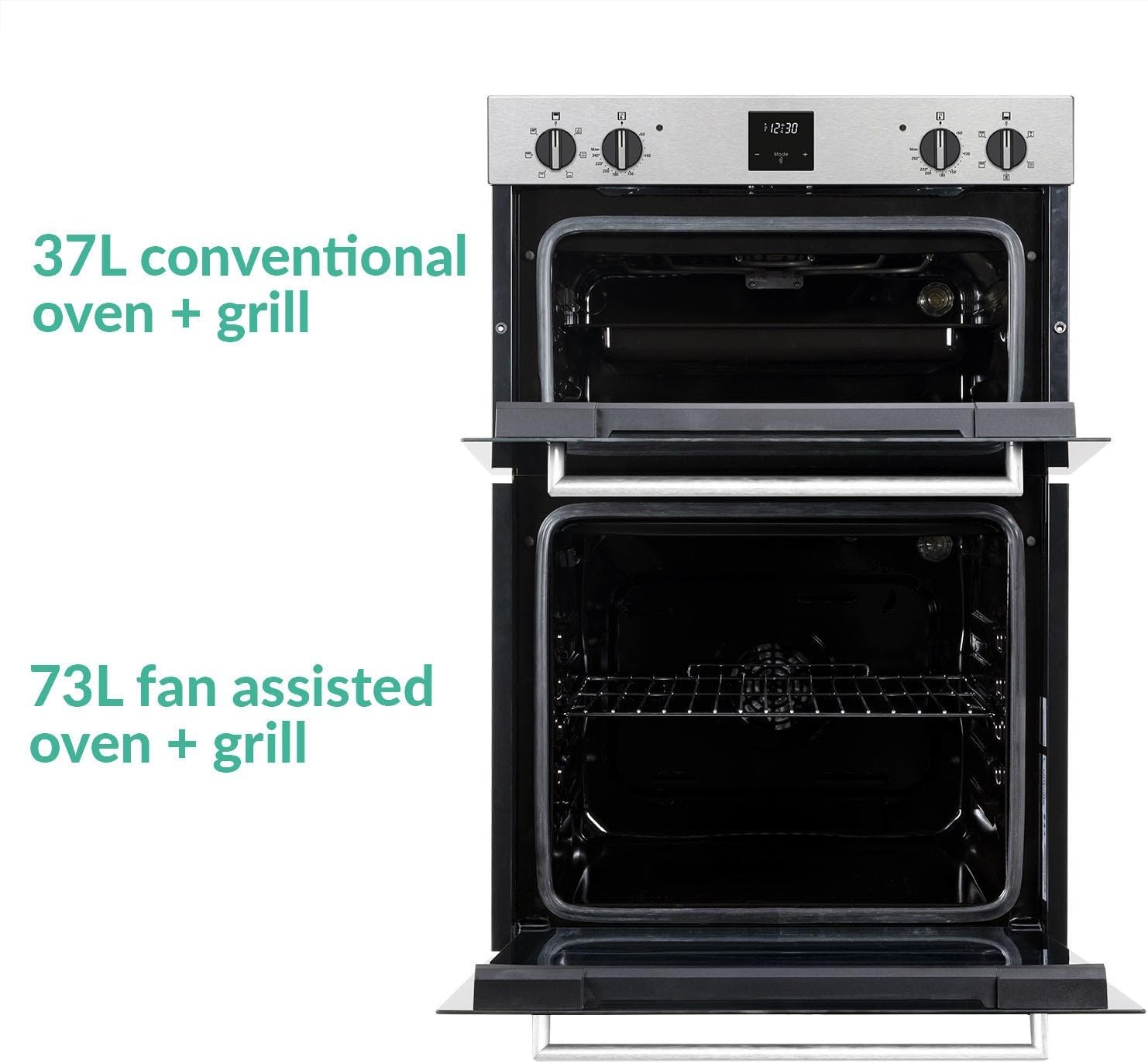 Built In Double Oven Electric with Fan Assisted Oven and Grill - Stainless Steel - Amazing Gadgets Outlet