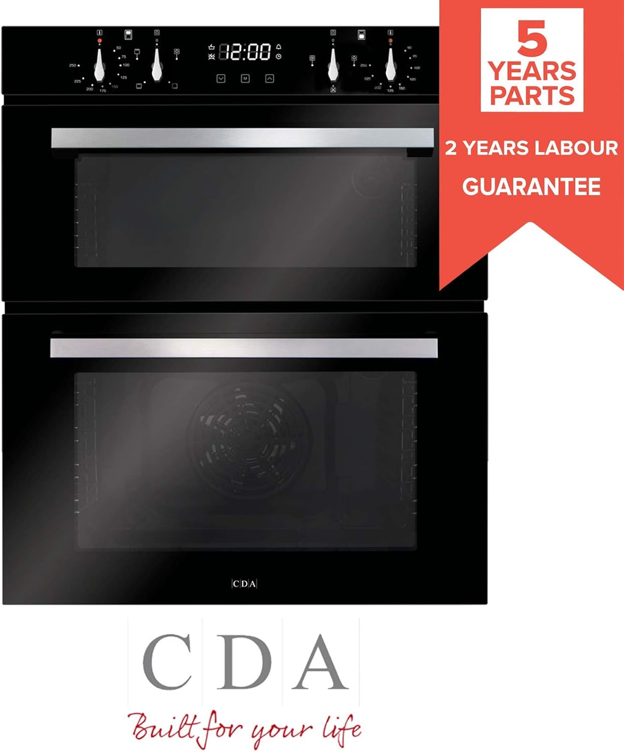 CDA DC741BL 60cm Black Built Under Double Electric Fan Oven With Digital Timer - Amazing Gadgets Outlet