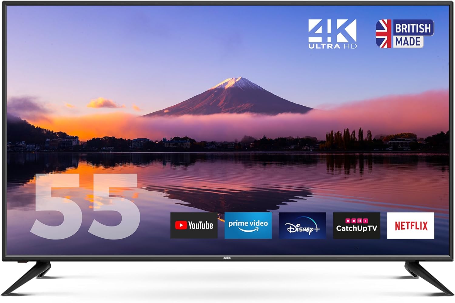 Cello C55RTS 55 inch Smart TV 4K Ultra HD LED, Made in UK, FREEVIEW DVB - T2 HD: Prime Video, Netflix, YouTube, Disney+ & Catch Up TV Apps, 3x HDMI 55 inch Smart WiFi TV in Black   Import  Single ASIN  Import  Multiple ASIN ×Product customization - Amazing Gadgets Outlet