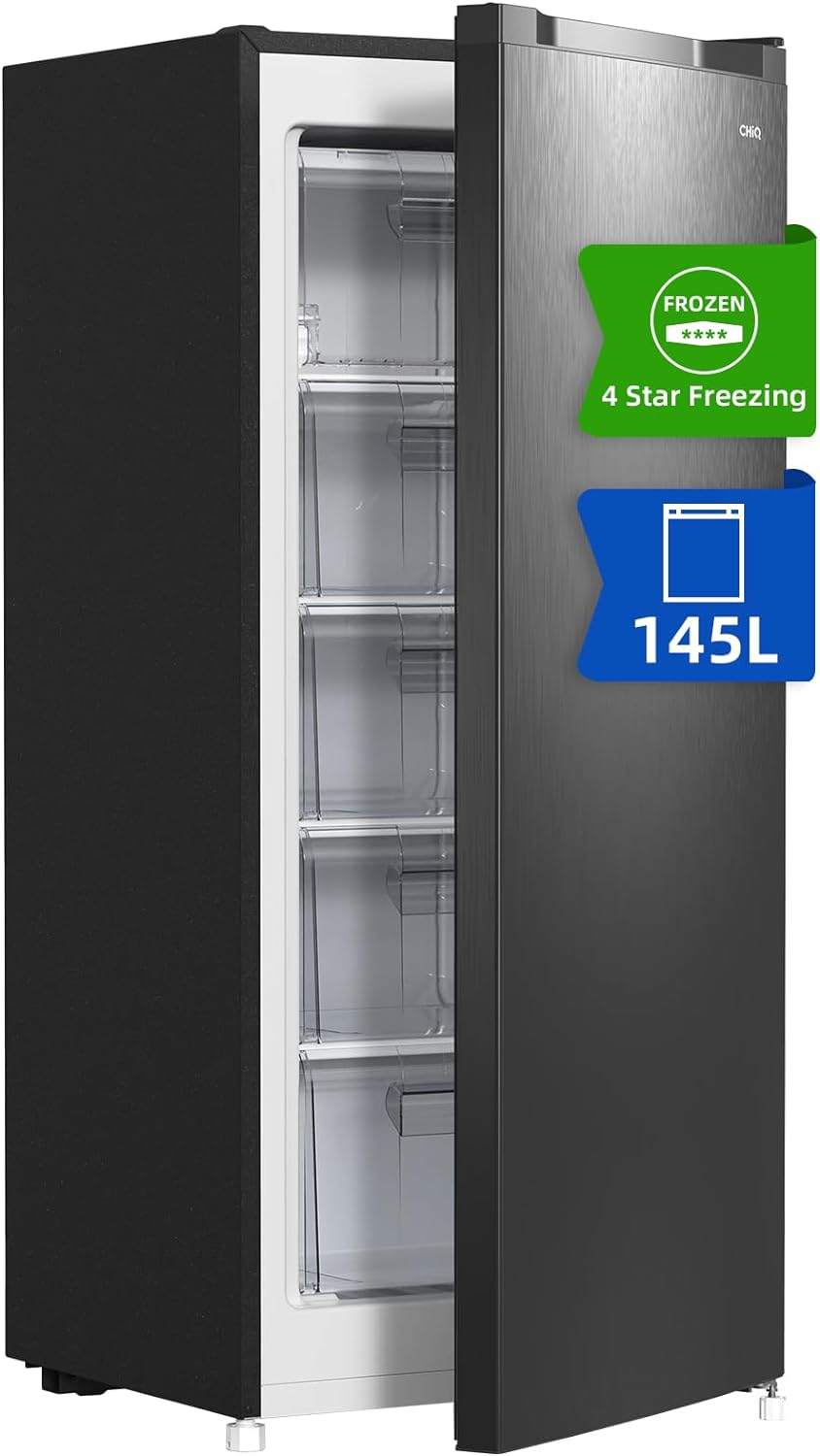 CHiQ CSD90D4DU Upright Freezer 85L, Singe Door mini Freezer, Reversible Door, Undercounter, Adjustable thermostat, Little Freezer for Basement/Home/Student Dorm/Apartment/Office, Black   Import  Single ASIN  Import  Multiple ASIN ×Product customi - Amazing Gadgets Outlet