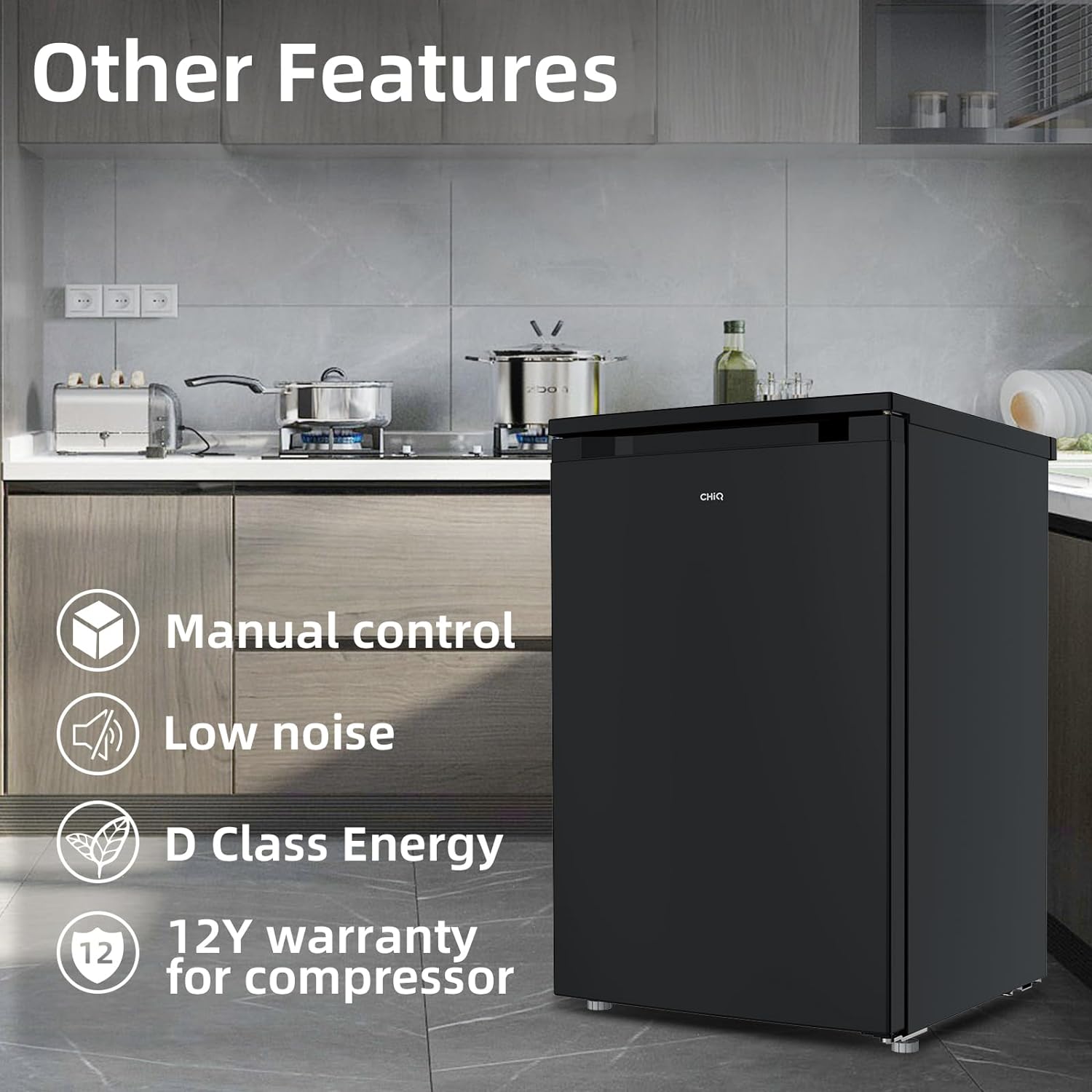 CHiQ CSD90D4DU Upright Freezer 85L, Singe Door mini Freezer, Reversible Door, Undercounter, Adjustable thermostat, Little Freezer for Basement/Home/Student Dorm/Apartment/Office, Black   Import  Single ASIN  Import  Multiple ASIN ×Product customi - Amazing Gadgets Outlet