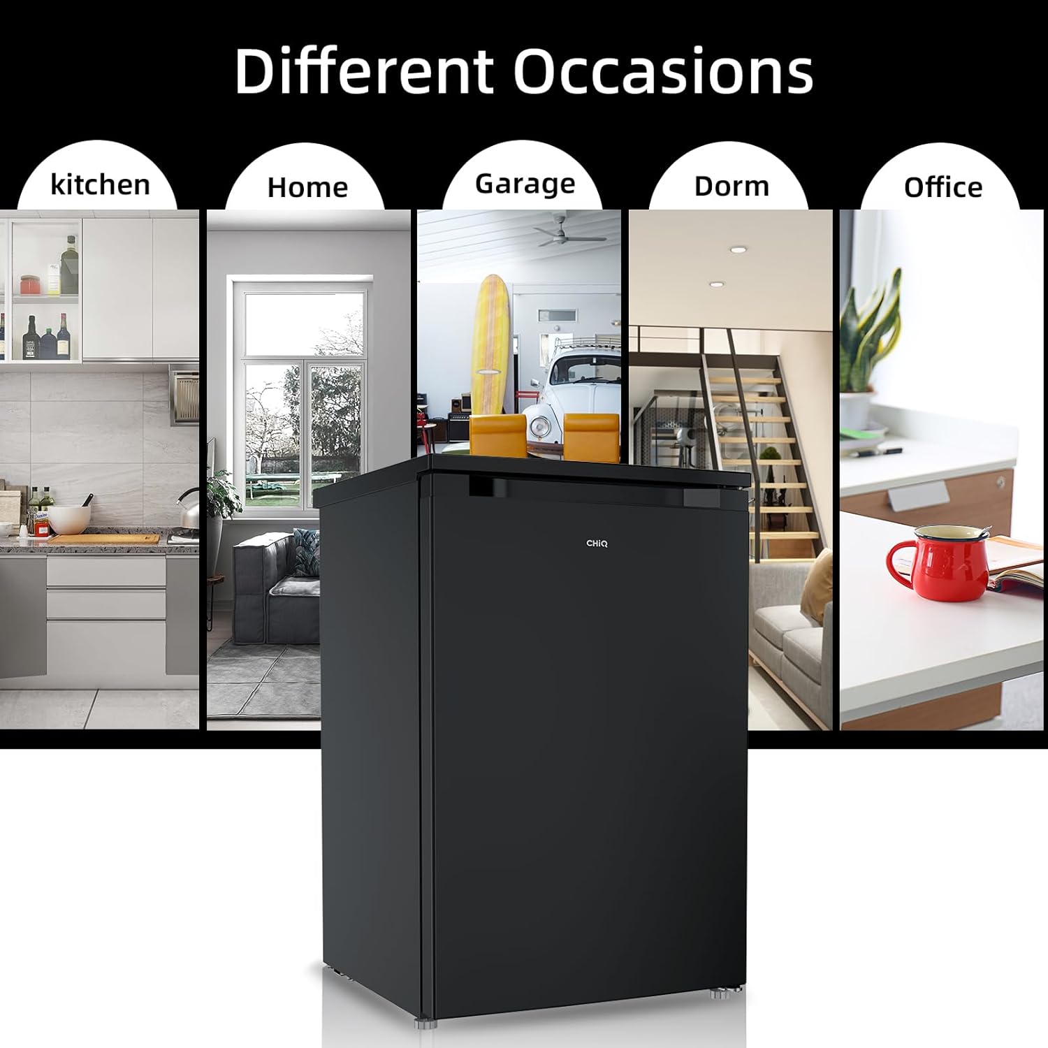 CHiQ CSD90D4DU Upright Freezer 85L, Singe Door mini Freezer, Reversible Door, Undercounter, Adjustable thermostat, Little Freezer for Basement/Home/Student Dorm/Apartment/Office, Black   Import  Single ASIN  Import  Multiple ASIN ×Product customi - Amazing Gadgets Outlet